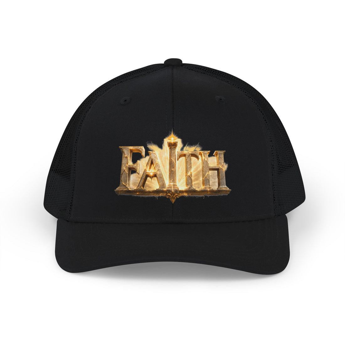 "Faith" Gold Embossed Trucker Cap — Adjustable Snapback Hat