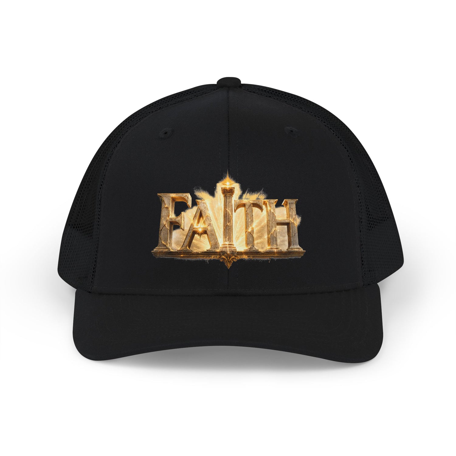 "Faith" Gold Embossed Trucker Cap — Adjustable Snapback Hat
