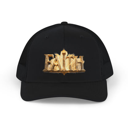 "Faith" Gold Embossed Trucker Cap — Adjustable Snapback Hat