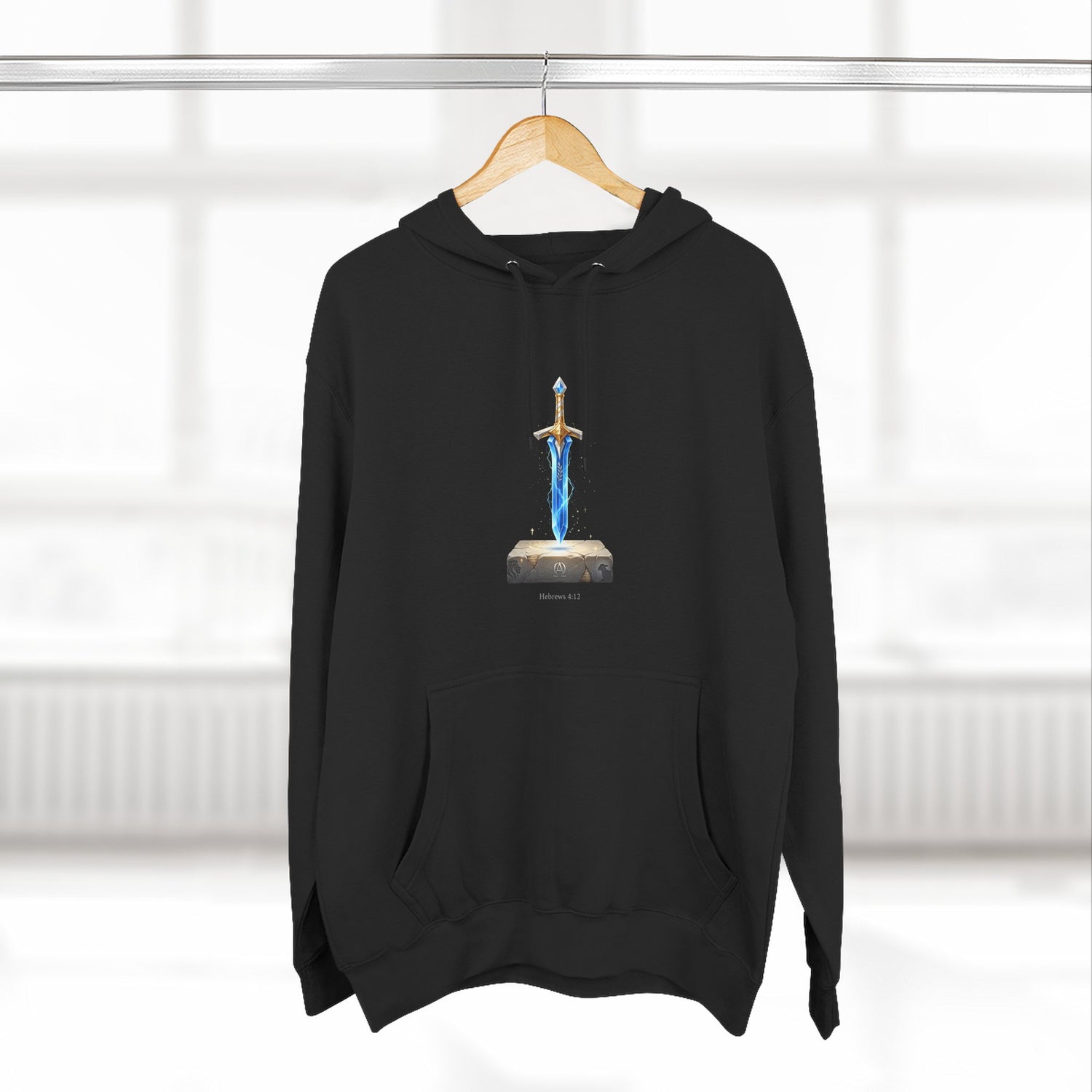 "Hebrews 4:12" Sword Graphic Pullover Hoodie — Unisex Fleece Sweatshirt