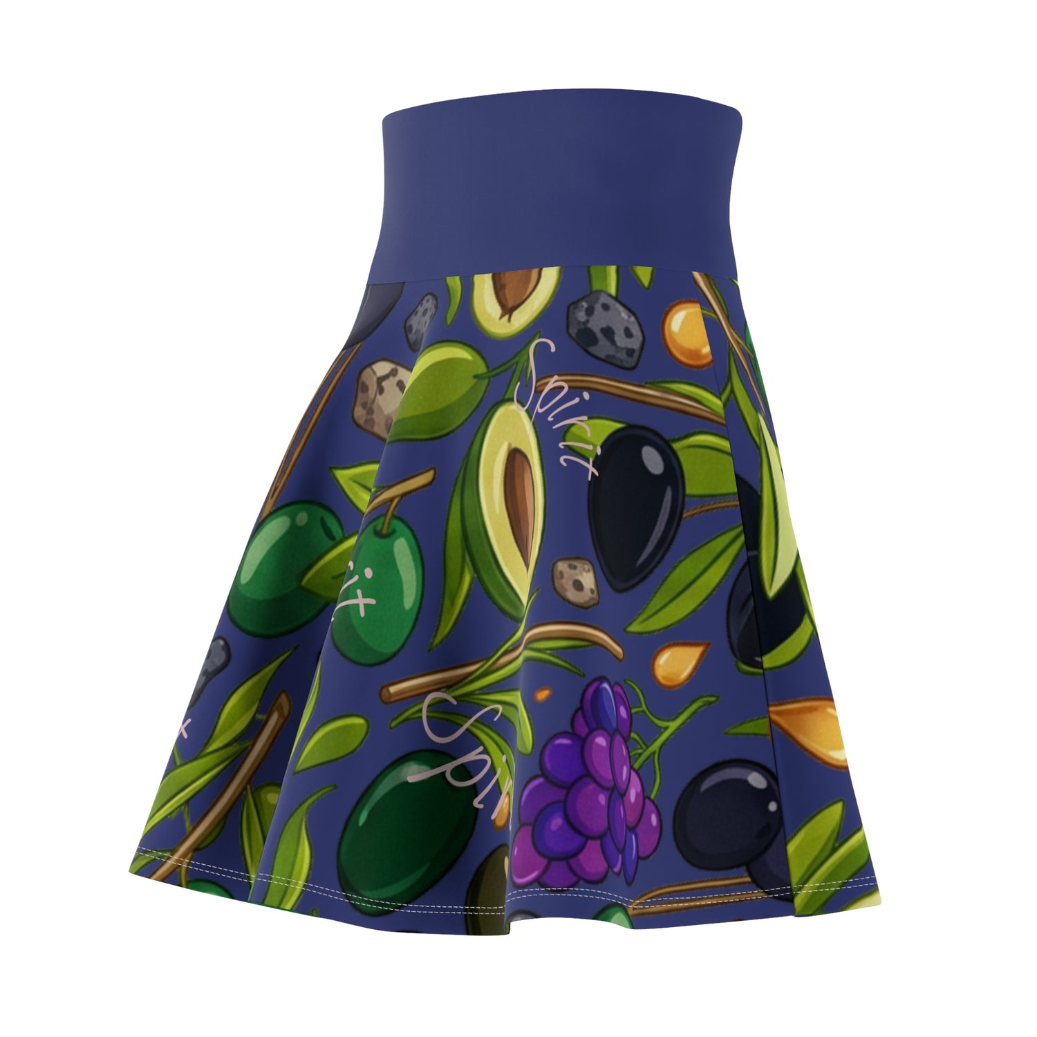 Avocado &amp; Olive Spirit Fruit Pattern Skater Skirt