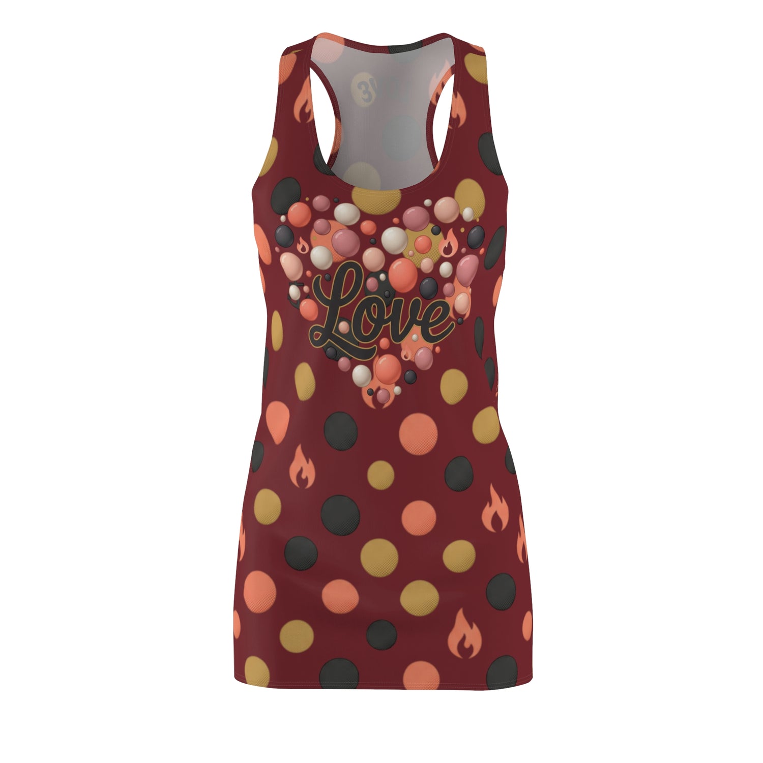 "Love" Heart &amp; Flame Polka Dot Racerback Dress — Women&