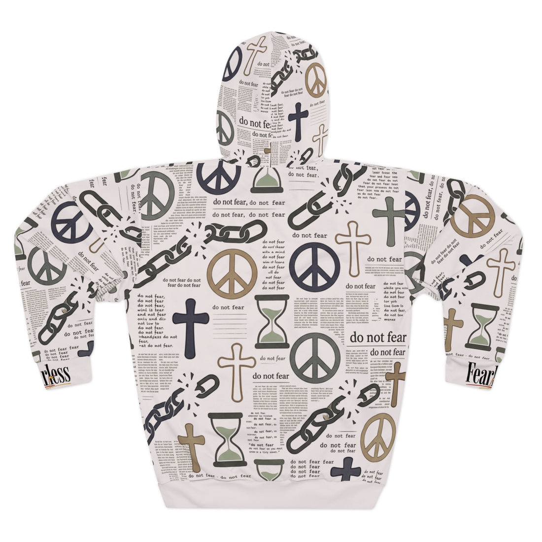 "Do Not Fear" Peace &amp; Cross Graphic Pullover Hoodie — Unisex Fleece Sweatshirt