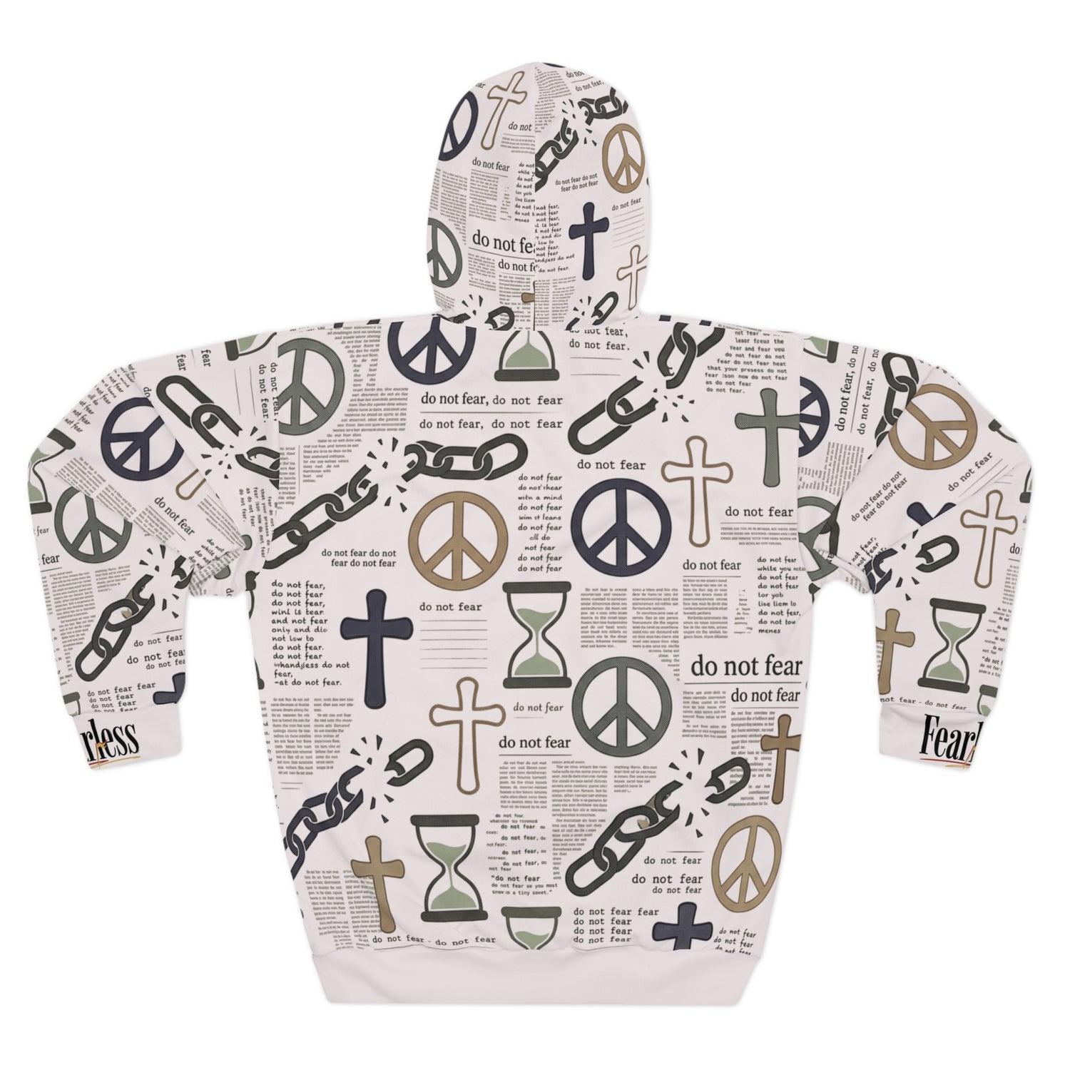 "Do Not Fear" Peace &amp; Cross Graphic Pullover Hoodie — Unisex Fleece Sweatshirt