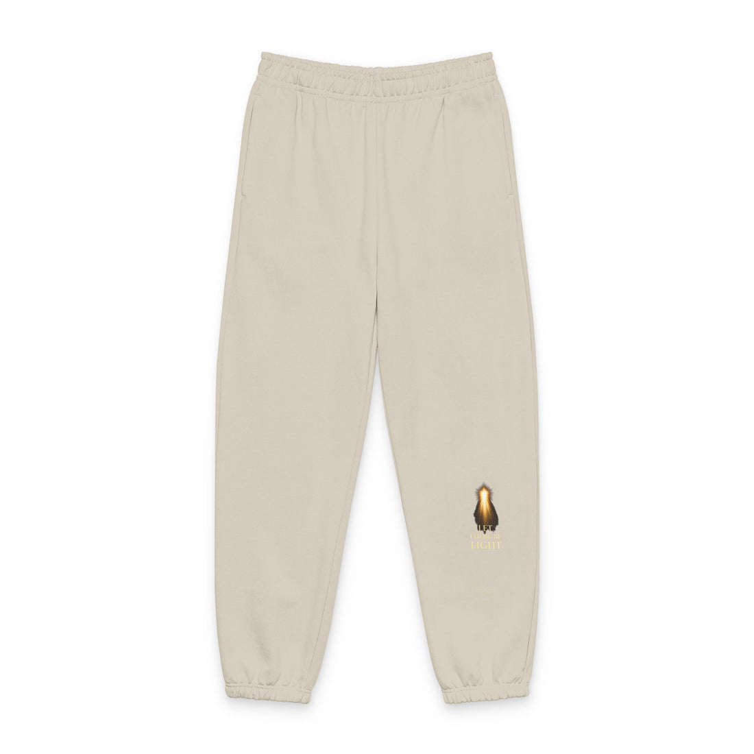 "Let There Be Light" Minimal Gold Flame Graphic Joggers — Unisex Cozy Lounge Pants