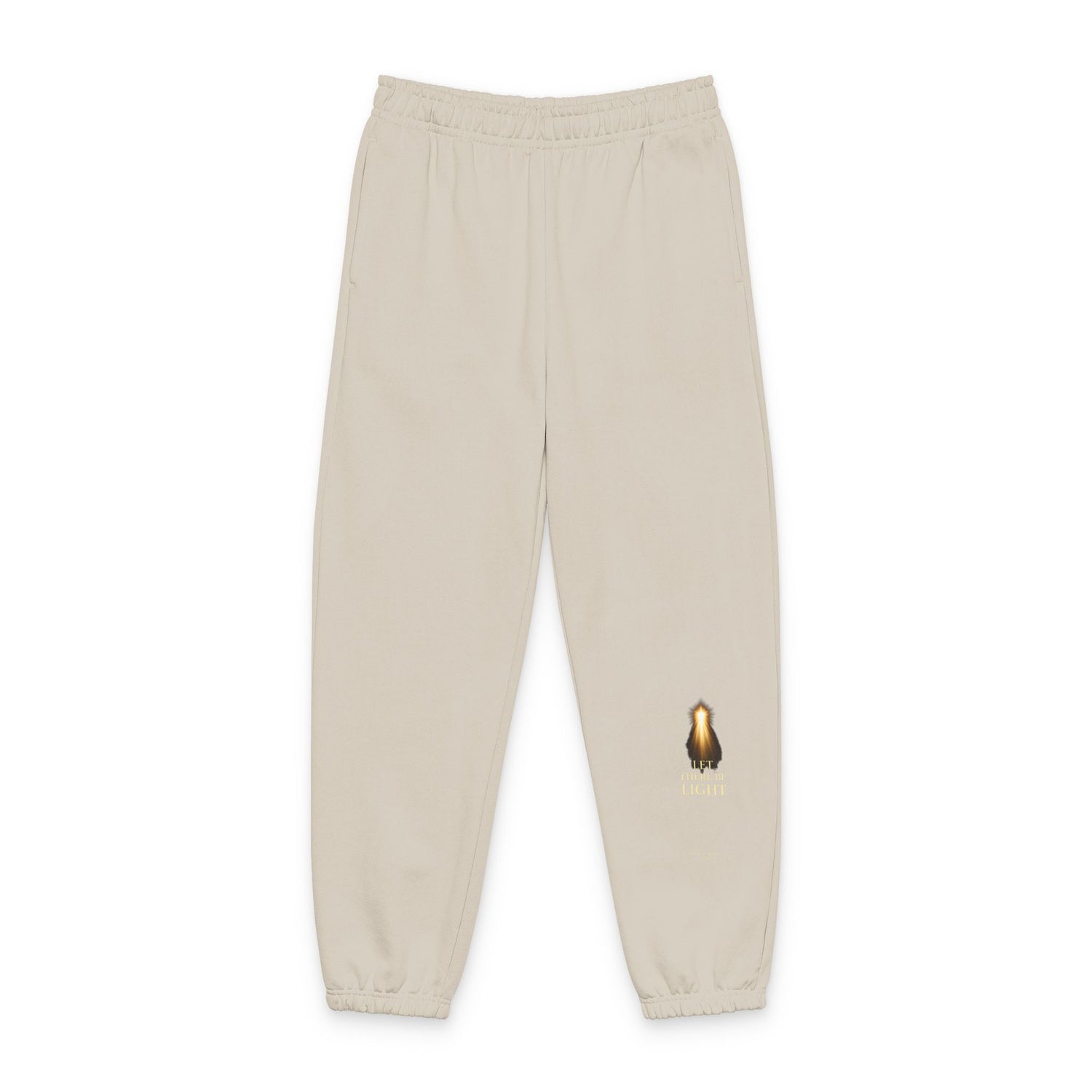 "Let There Be Light" Minimal Gold Flame Graphic Joggers — Unisex Cozy Lounge Pants