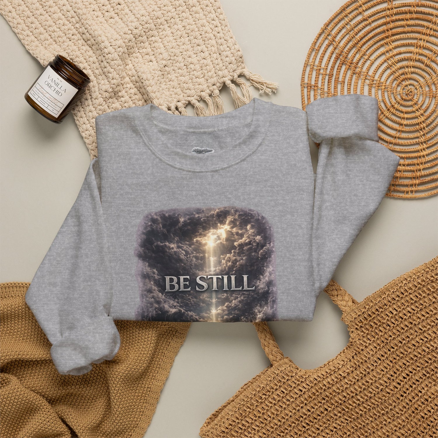 "Be Still" Graphic Crewneck Sweatshirt — Unisex Fleece Pullover