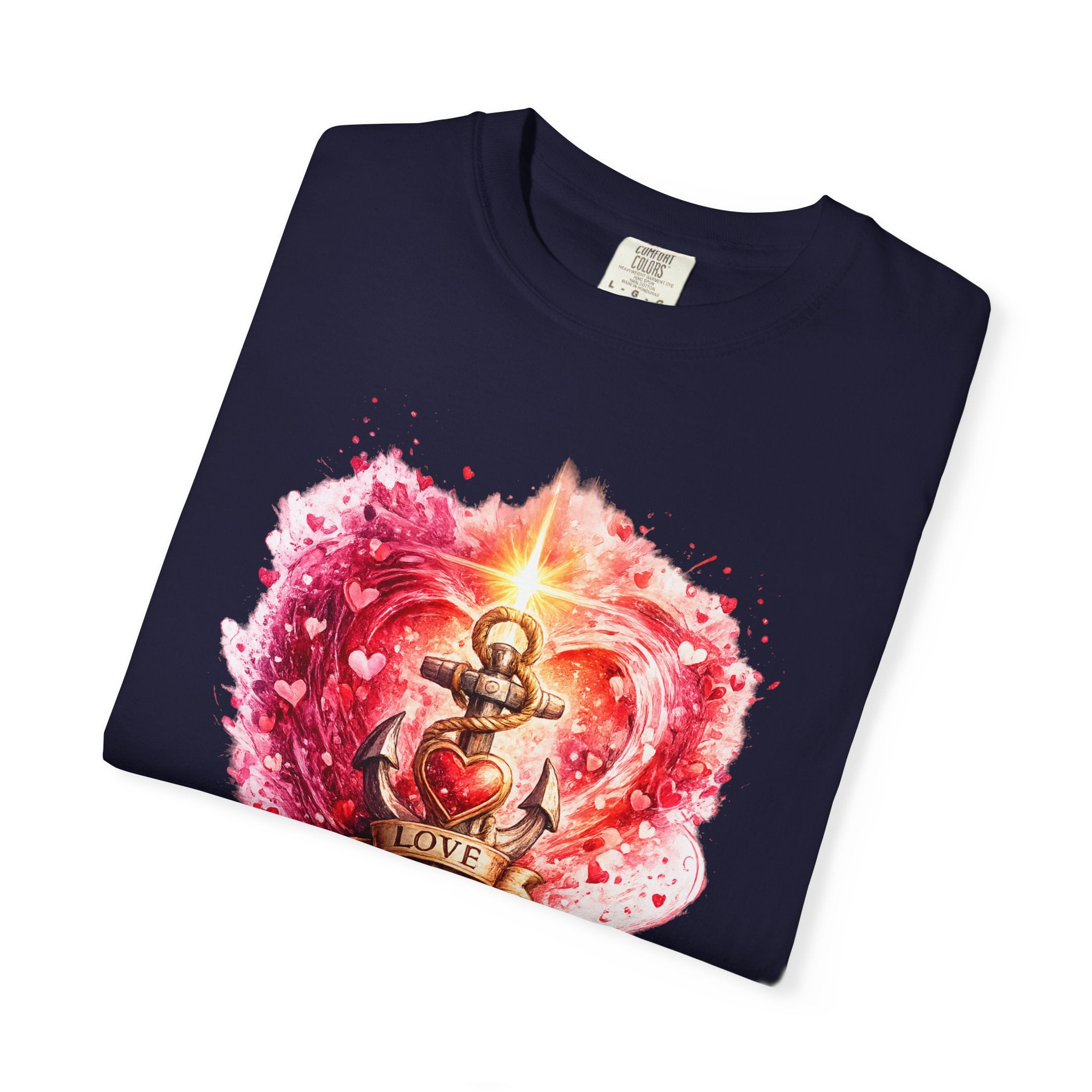 Love Never Fails Graphic Tee — Anchor Heart Print