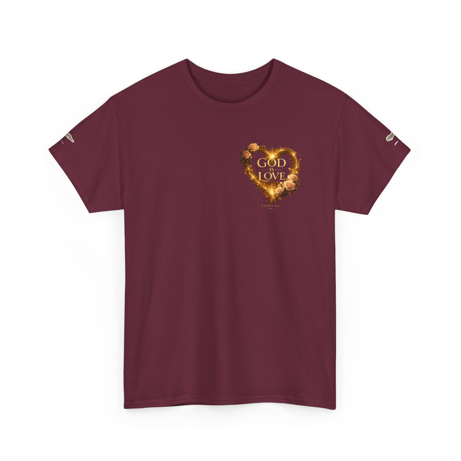 "God Is Love" Vintage Flaming Heart Graphic Tee — Unisex Cotton T-Shirt