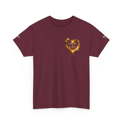 "God Is Love" Vintage Flaming Heart Graphic Tee — Unisex Cotton T-Shirt
