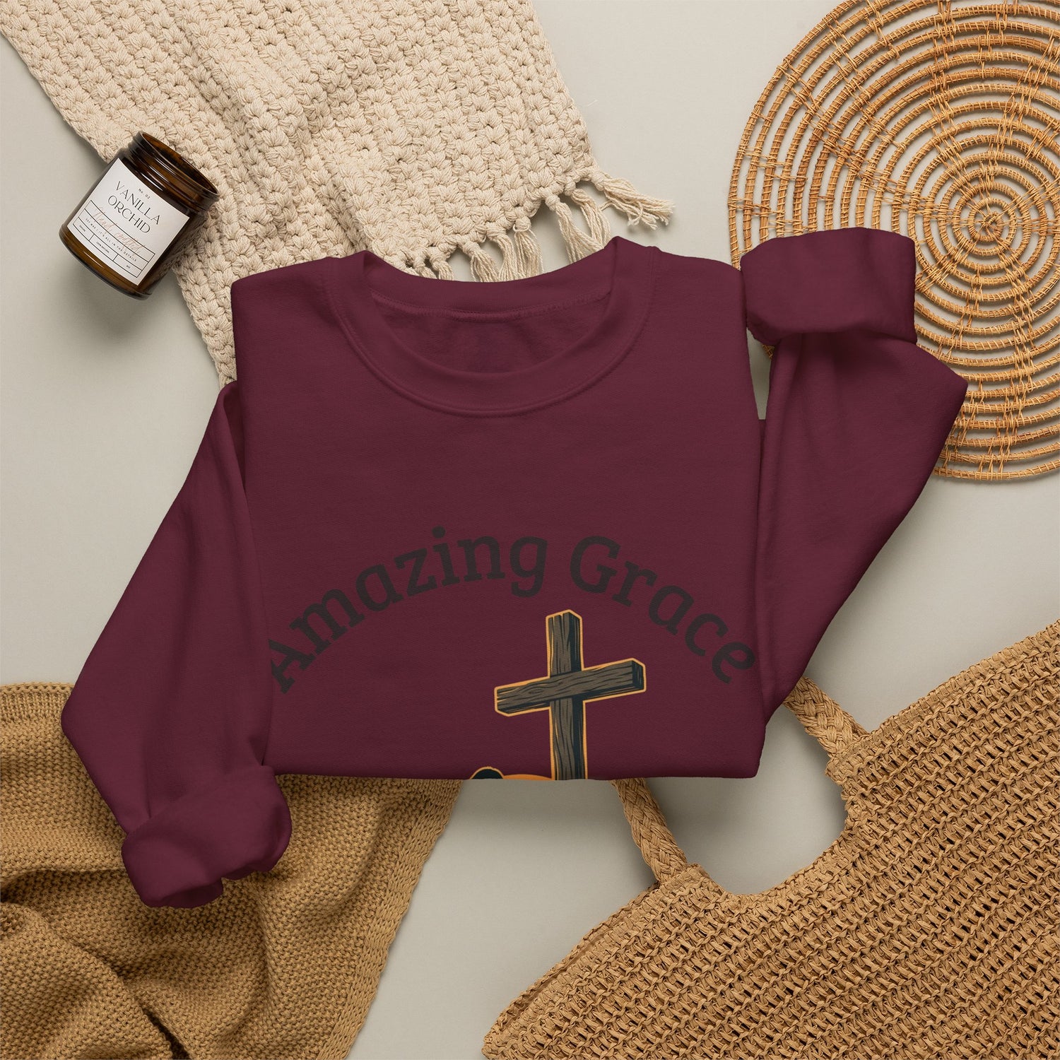 "Amazing Grace" Hallelujah Graphic Crewneck Sweatshirt — Unisex Pullover