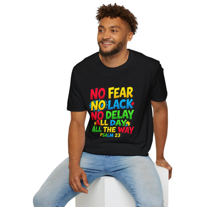 No Fear No Lack No Delay Tee — Psalm 23 Christian T-Shirt
