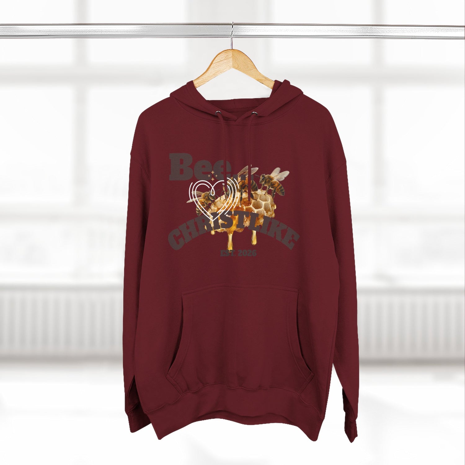 "Be Christlike" Honeybee Graphic Pullover Hoodie — Unisex Fleece Sweatshirt