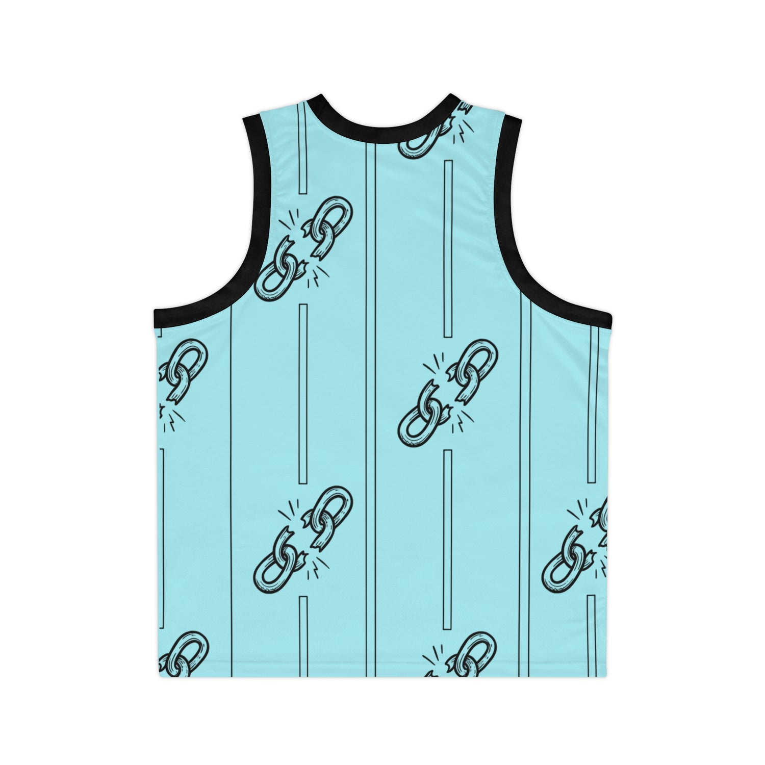 "Freed From Fear" Aqua Chain Break Graphic Basketball Jersey — Unisex Athletic Tee