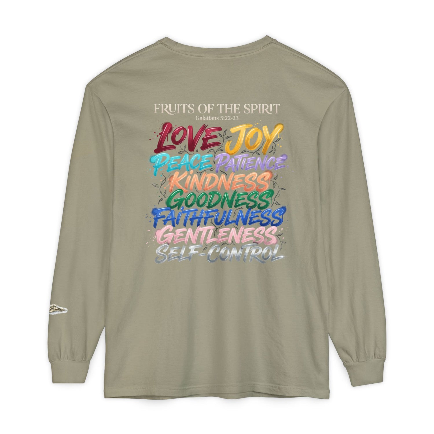 "Spirit Fruit" Galatians 5 Garment-Dyed Long Sleeve Tee — Unisex Graphic Shirt