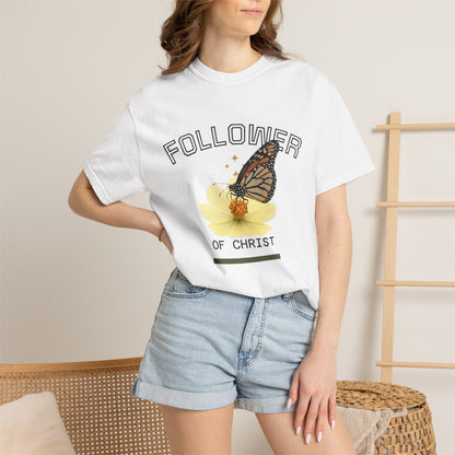 Butterfly Graphic T-Shirt — "Follow Me" 1 Corinthians 11:1 Unisex Tee