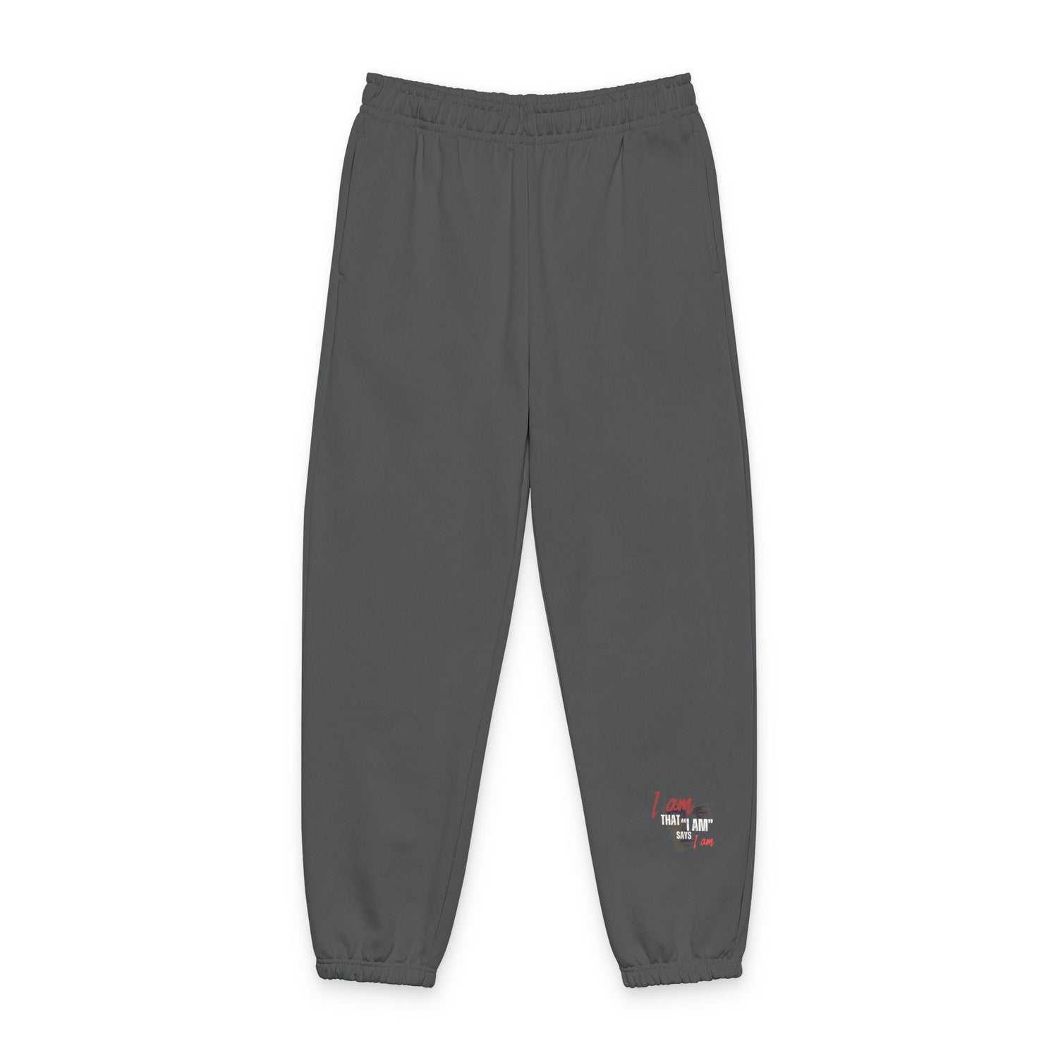 "I Am That I Am" Minimalist Sweatpants — Relaxed Fit Lounge Pants with Side Logo