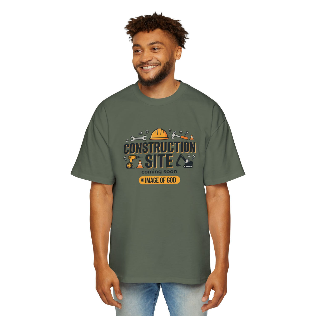 Construction Site Tee — "Coming Soon: Image of God" Graphic T-Shirt