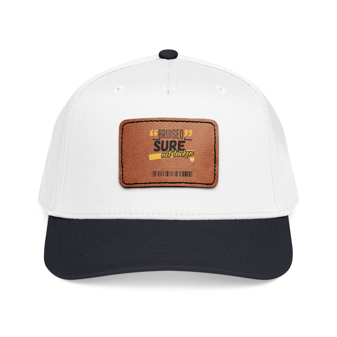 "Bruised But Not Broken" Leather Patch Baseball Cap — Structured 5-Panel Vintage Hat
