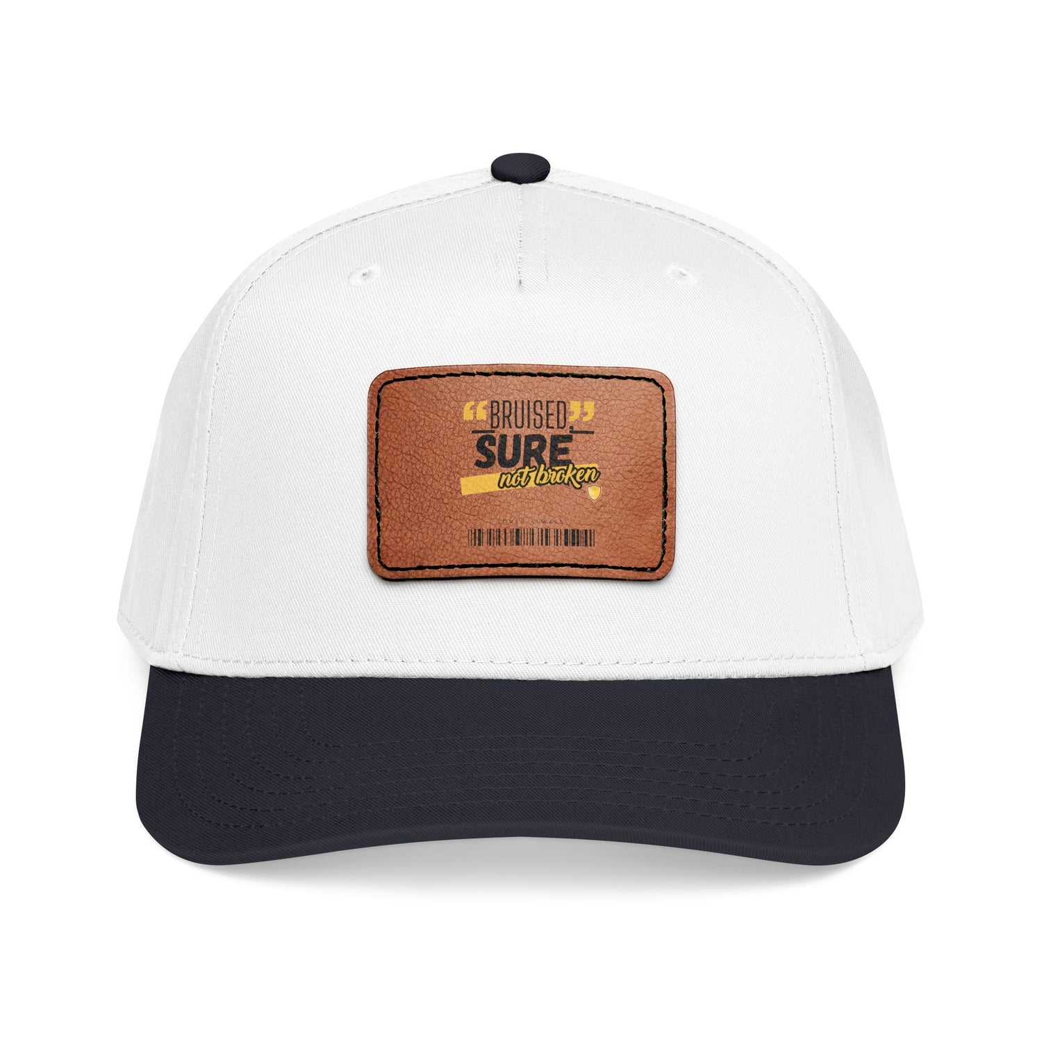 "Bruised But Not Broken" Leather Patch Baseball Cap — Structured 5-Panel Vintage Hat