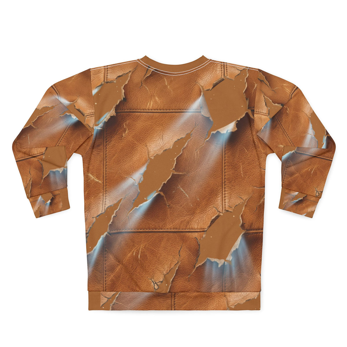 Graphic Sweatshirt — Vintage Torn-Leather All-Over Print
