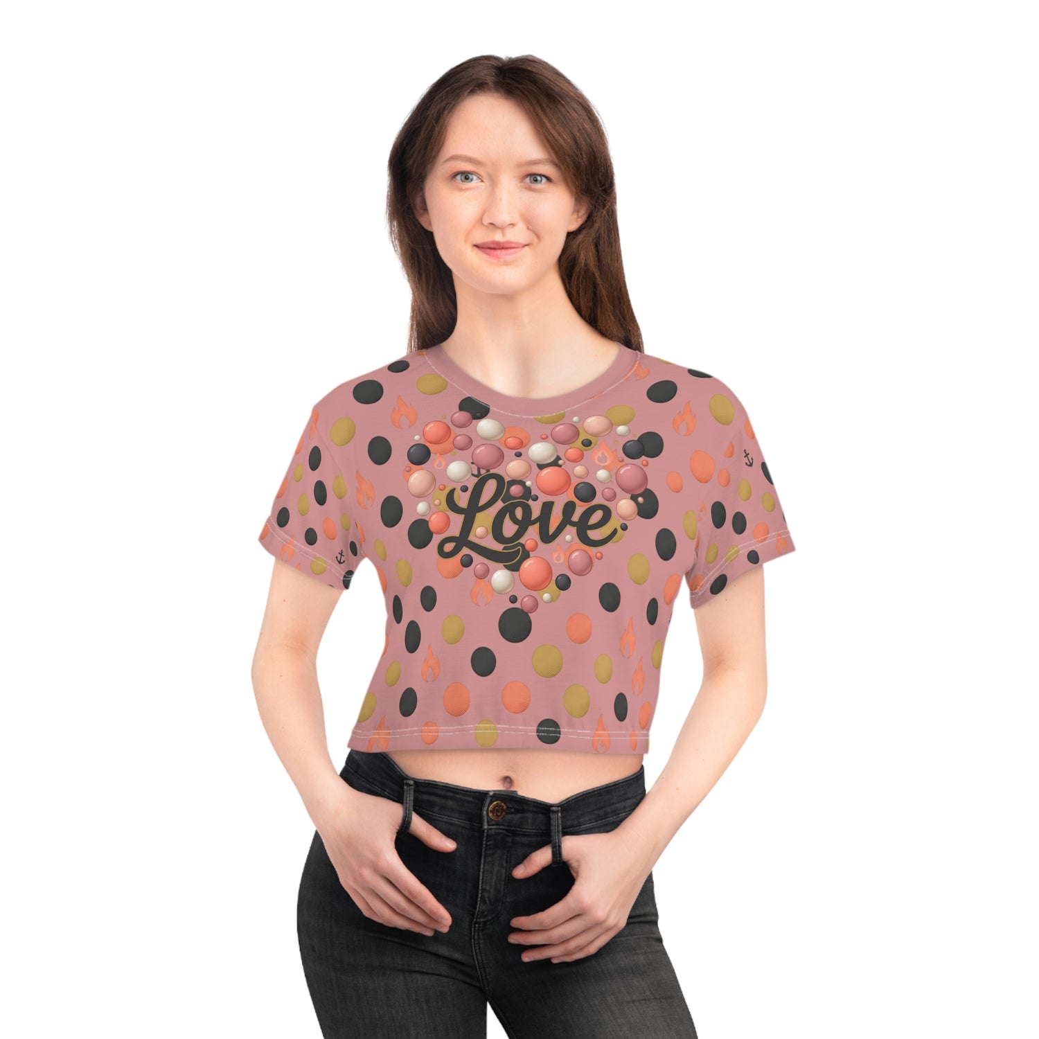 "Love" Polka Dot Crop Tee — Women&