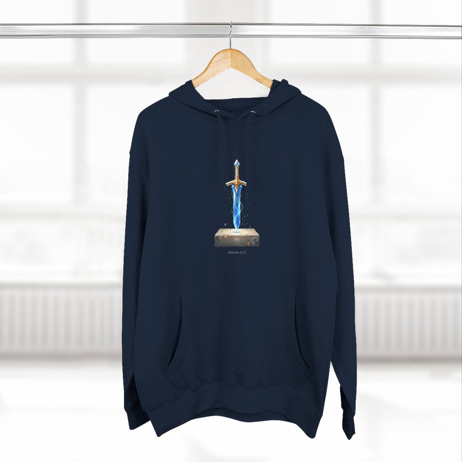 "Hebrews 4:12" Sword Graphic Pullover Hoodie — Unisex Fleece Sweatshirt