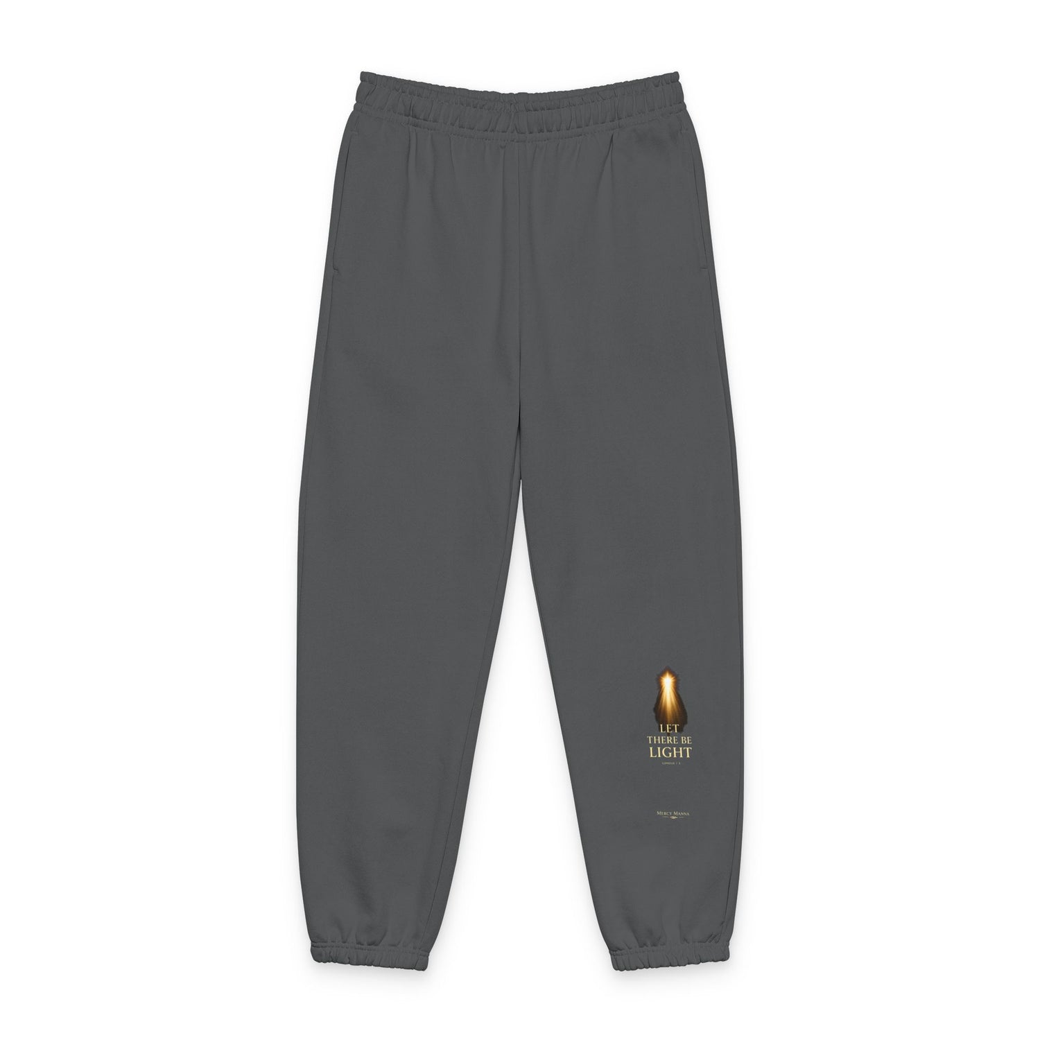 "Let There Be Light" Minimal Gold Flame Graphic Joggers — Unisex Cozy Lounge Pants