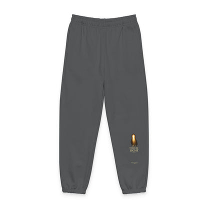 "Let There Be Light" Minimal Gold Flame Graphic Joggers — Unisex Cozy Lounge Pants