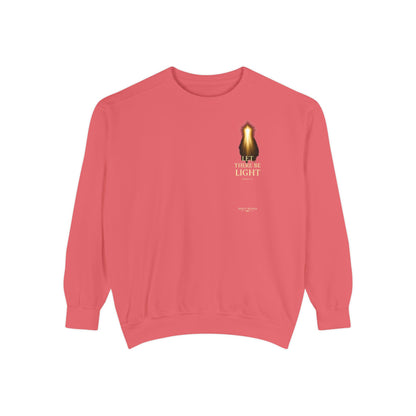 "Let There Be Light" Genesis 1:3 Graphic Crewneck Sweatshirt — Unisex Cozy Fleece Pullover