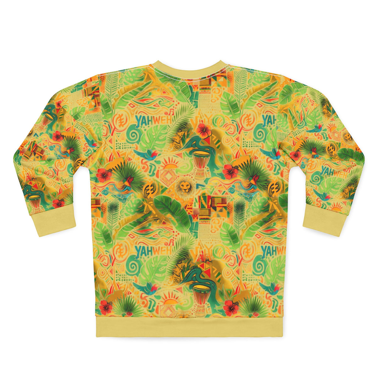 Tropical Reggae All-Over Print Sweatshirt — Vibrant Jamaican Vibes ("Yahweh ")