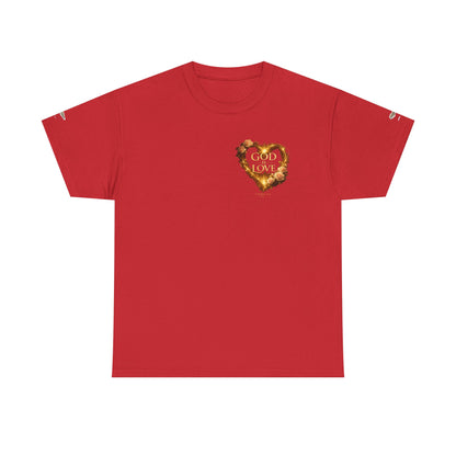 "God Is Love" Vintage Flaming Heart Graphic Tee — Unisex Cotton T-Shirt